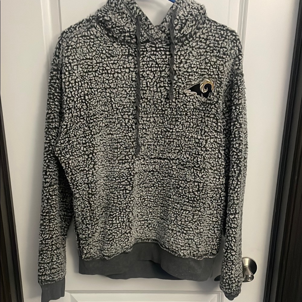 SEP Rams Boxercraft Gray Sherpa hoodie with Textured Fleece